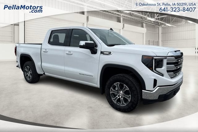 2026 GMC Sierra 1500 SLE in Summit White — front three-quarter view