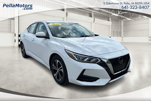 2023 Nissan Sentra SV in White — front three-quarter view